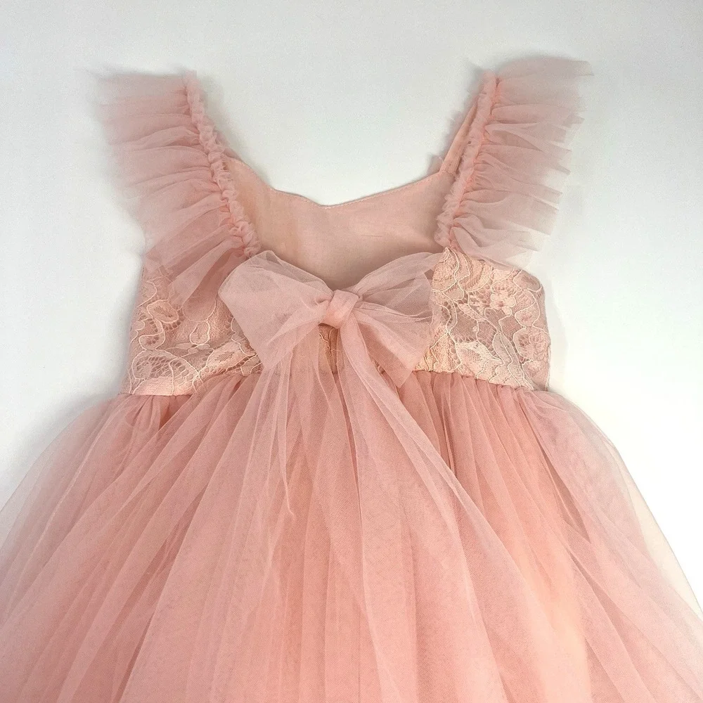 Child's Lace Tulle Tutu Dress 2T 3T Flower Girl Pageant Dress Ball Formal Gown
